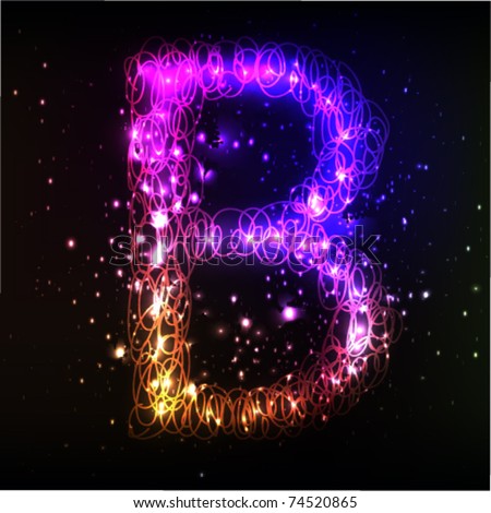 Glowing Neon Font. Shiny Letter B Stock Vector Illustration 74520865 ...