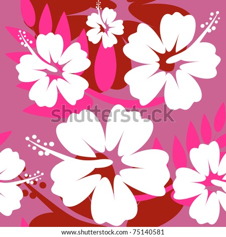 stock vector Hibiscus flower seamless Background