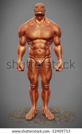 stock photo muscle man figure front view