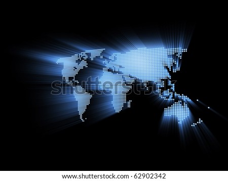 World  on Glowing Hi Tech World Map 3d Illustration   62902342   Shutterstock