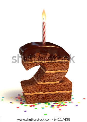 birthday cake number 2. stock photo : number two