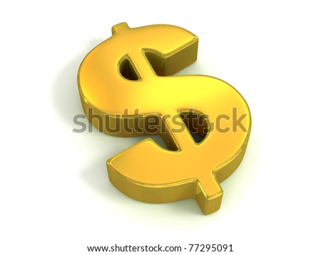gold dollar icon. stock photo : golden dollar