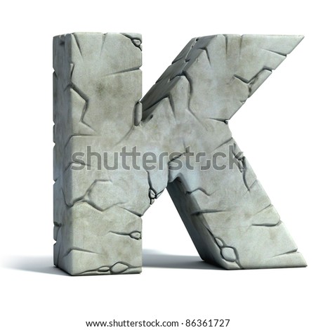 letter K cracked stone 3D font letter K cracked stone 3D font