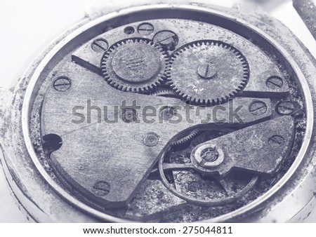 Vintage Watch Machinery Macro Detail Monochrome
