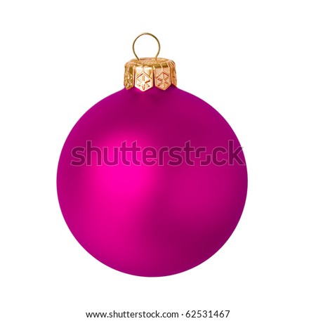 Pink dull christmas ball on white background