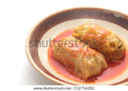 Cabbage roll with tomato sauce