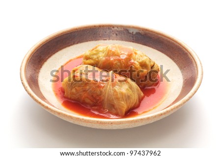 Cabbage roll with tomato sauce