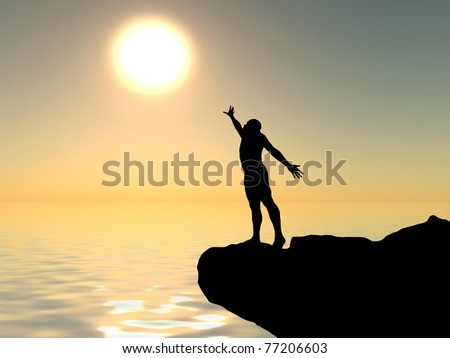 man at the top of the mountain against the sky