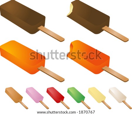 Frozen treats: popsicles and fudgecicles. Assorted flavors. Raster illustration; vector version is also available