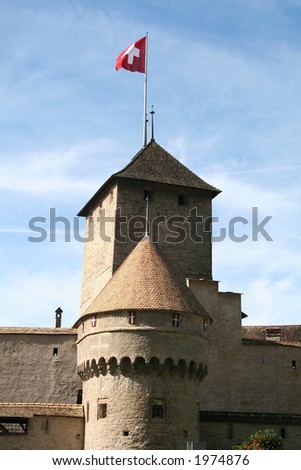 Castle with a swiss flag
