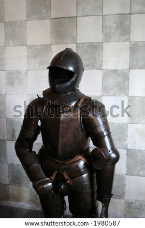 Suit of medieval armor, polished steel