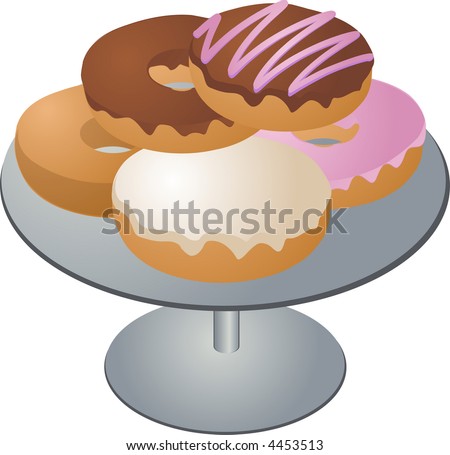 Various donuts arranged on a serving tray isometric illustration