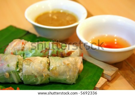 Traditional vietnamese spring rolls appetizer side dish