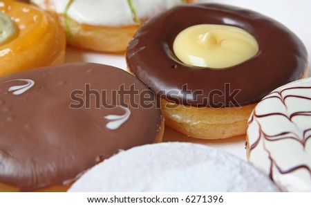 Assorted variety of donuts in a box
