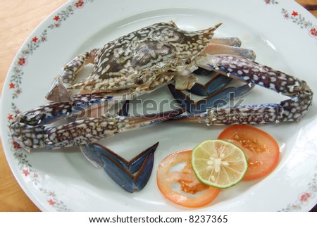 Whole fresh raw king crab on plate