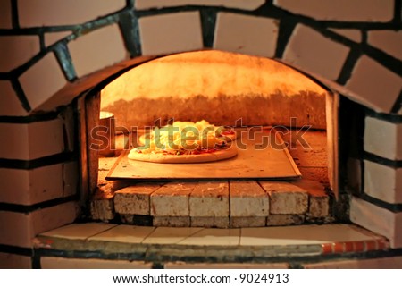 pizza oven brick. rick oven in a restaurant