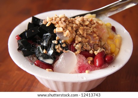 Traditional asian dessert of shaved ice