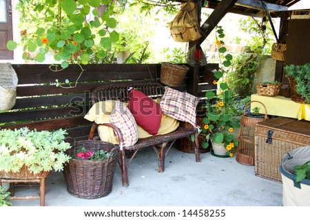 Relaxing summer environment garden furniture shed