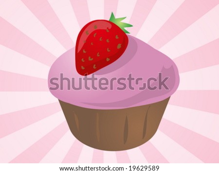 stock vector Fancy decorated cupcake muffin illustration clip art