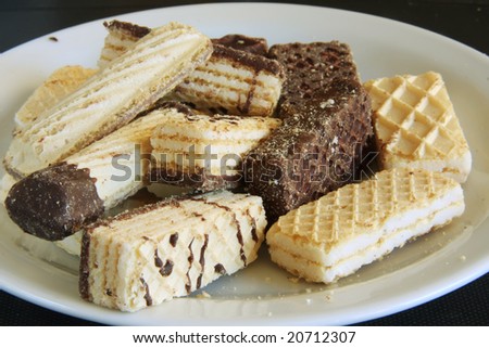 Assorted sweet wafer cookies biscuits, fancy mix