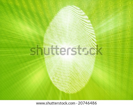 Digital fingerprint biometric security identification, graphic illustration