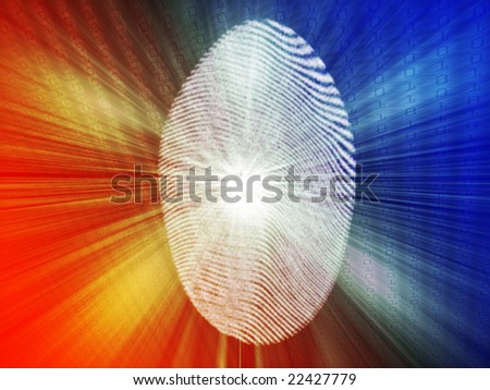 Digital fingerprint biometric security indentifaction, graphic illustration