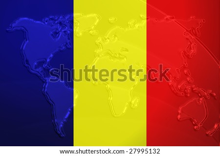 world map of chad. with world map, metallic