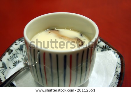 Japanese steamed egg custard soup, chawan mushi