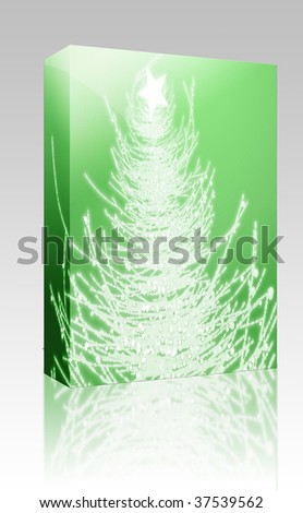 Software package box Sparkly christmas tree, abstract graphic design illustration