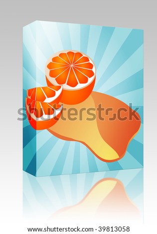 Software package box Freshly cut orange fruit with splash of juice
