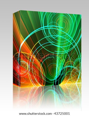 Software package box Glowing neon abstract circles, laser disco lighshow