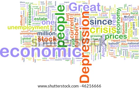 Word cloud concept illustration of economic depression