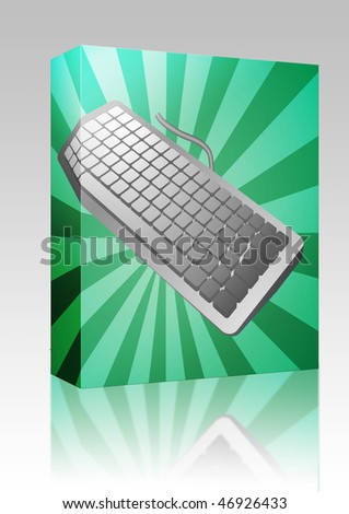 Software package box Computer keyboard peripheral hardware device illustration sketch
