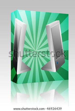 Software package box Computer speakers peripheral hardware output device illustration