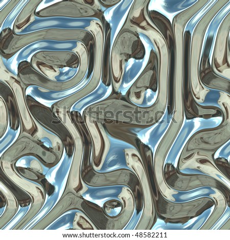 Warped reflective chromed metal surface texture background