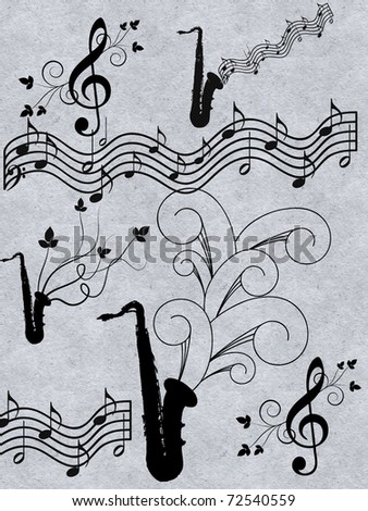 Old paper with music notes