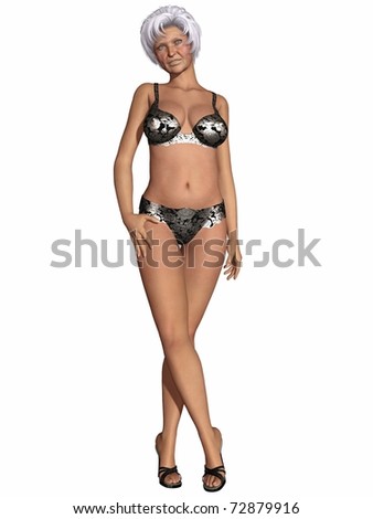 stock photo Sexy granny with lingerie