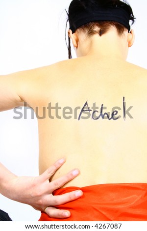 Back of a beautiful girl-Back with protection inscription
