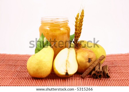Pears on a white background-jam peach
