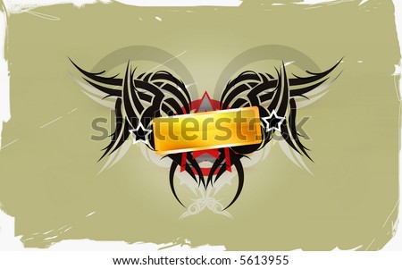 stock vector angel wings banner with ornament