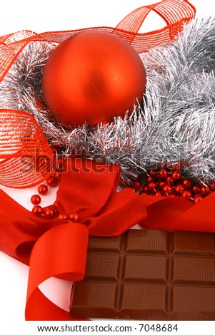 xmas chocolate gift over white background