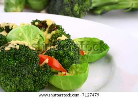 Lightly cooked broccoli pieces with a touch of butter