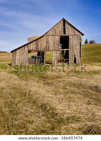 Rustic old barn in field near Potlach, Idaho.