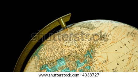 globe with focus on North America and North Atlantic Ocean