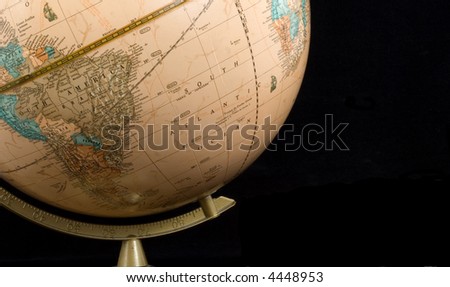 globe with focus on South America and South Atlantic Ocean