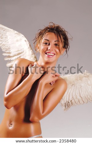 Beautiful woman with angel wings