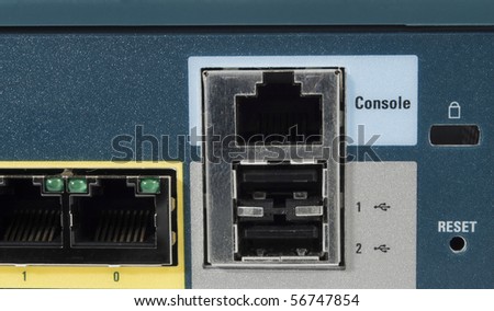 Port console of a ehternet firewall with USB port