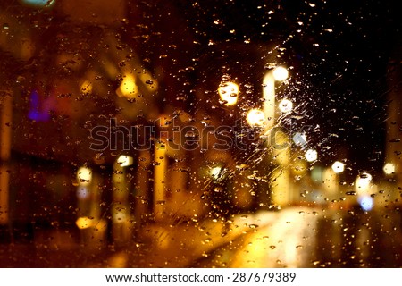 City night window raindrops