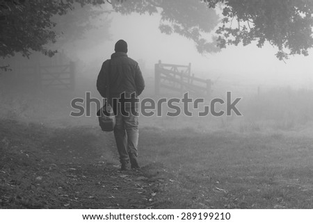 Man walking fog