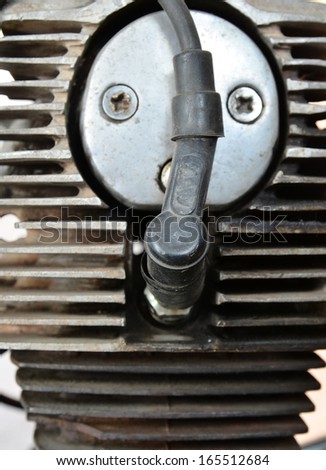 close up of old motorbike engine